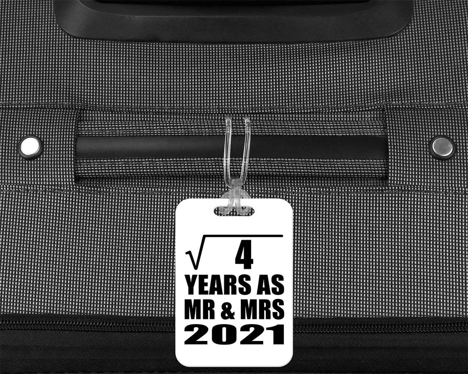 2nd Anniversary Square Root of 4 Years As Mr & Mrs 2021 - Luggage Bag Tag