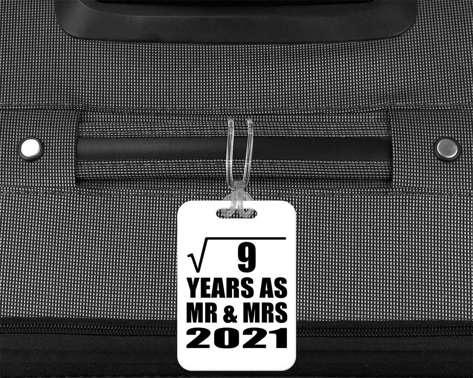 3rd Anniversary Square Root of 9 Years As Mr & Mrs 2021 - Luggage Bag Tag