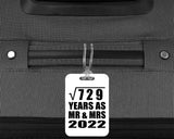 27th Anniversary Square Root of 729 Years As Mr & Mrs 2022 - Luggage Bag Tag