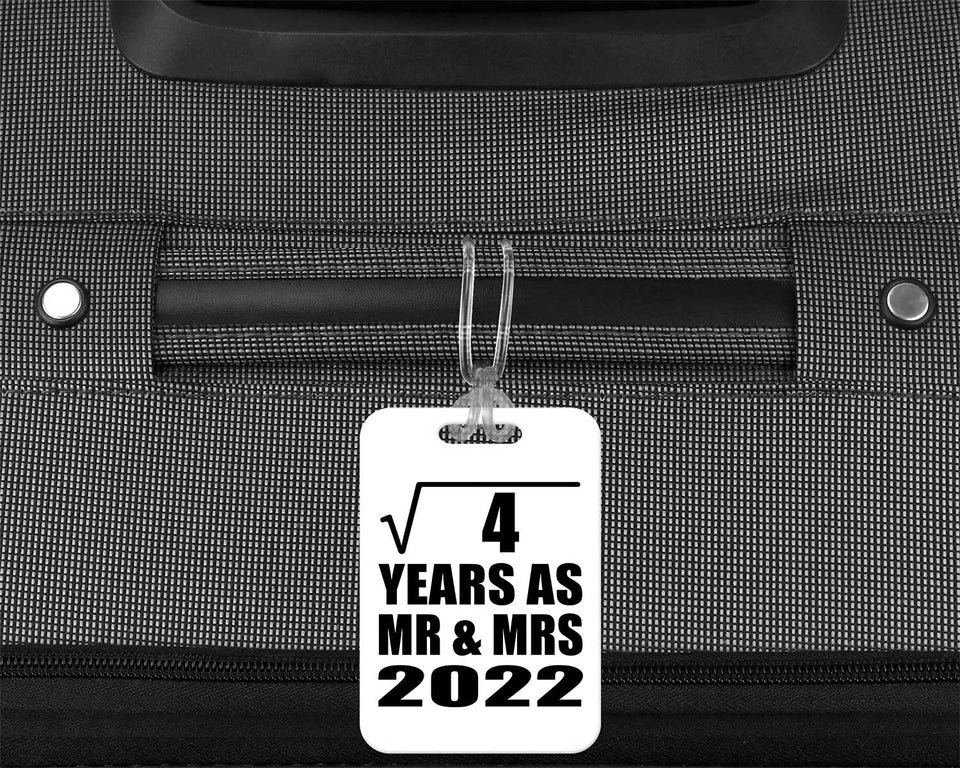 2nd Anniversary Square Root of 4 Years As Mr & Mrs 2022 - Luggage Bag Tag