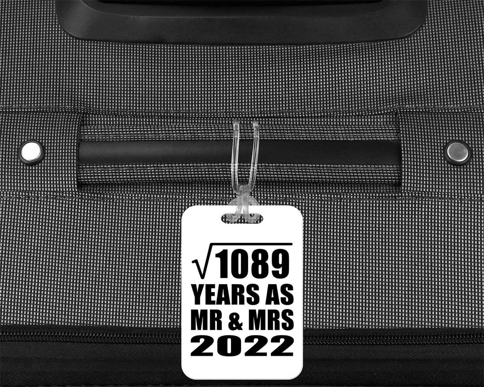 33rd Anniversary Square Root of 1089 Years As Mr & Mrs 2022 - Luggage Bag Tag