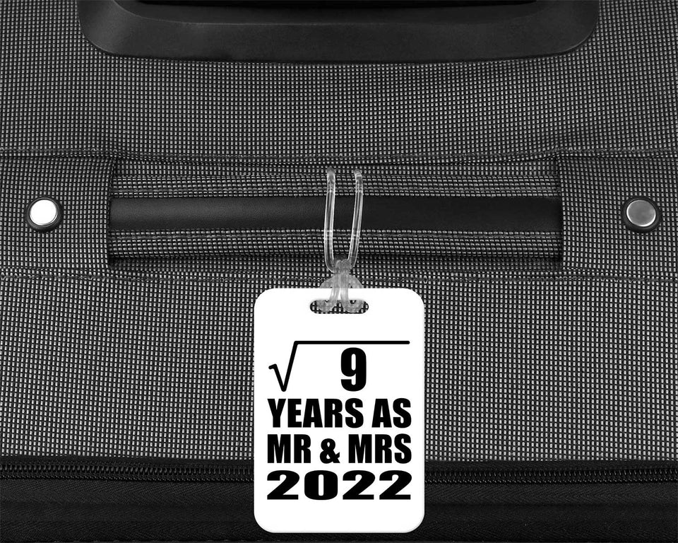 3rd Anniversary Square Root of 9 Years As Mr & Mrs 2022 - Luggage Bag Tag