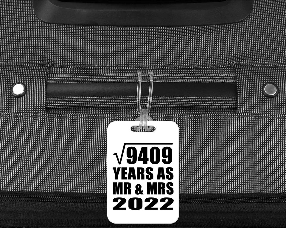 97th Anniversary Square Root of 9409 Years As Mr & Mrs 2022 - Luggage Bag Tag