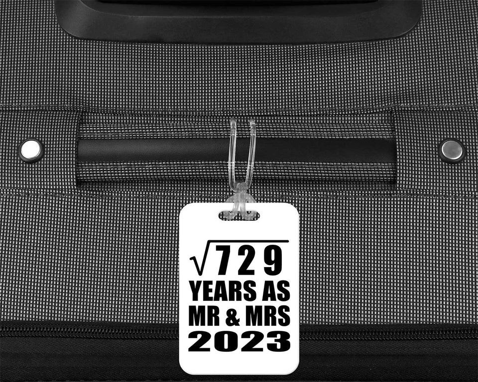 27th Anniversary Square Root of 729 Years As Mr & Mrs 2023 - Luggage Bag Tag