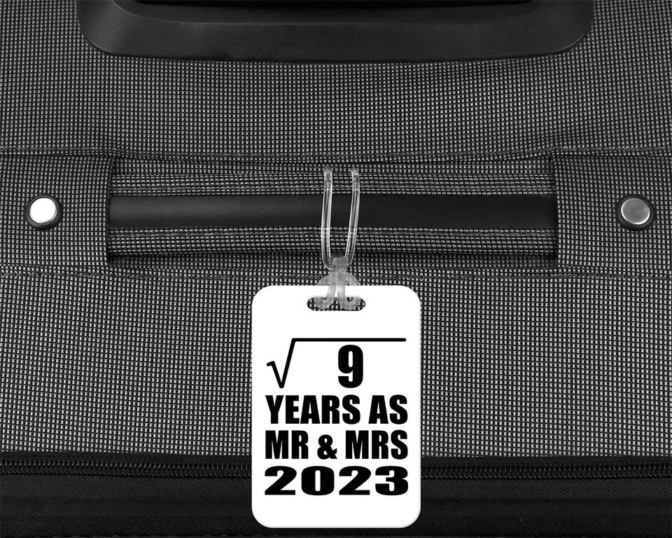 3rd Anniversary Square Root of 9 Years As Mr & Mrs 2023 - Luggage Bag Tag
