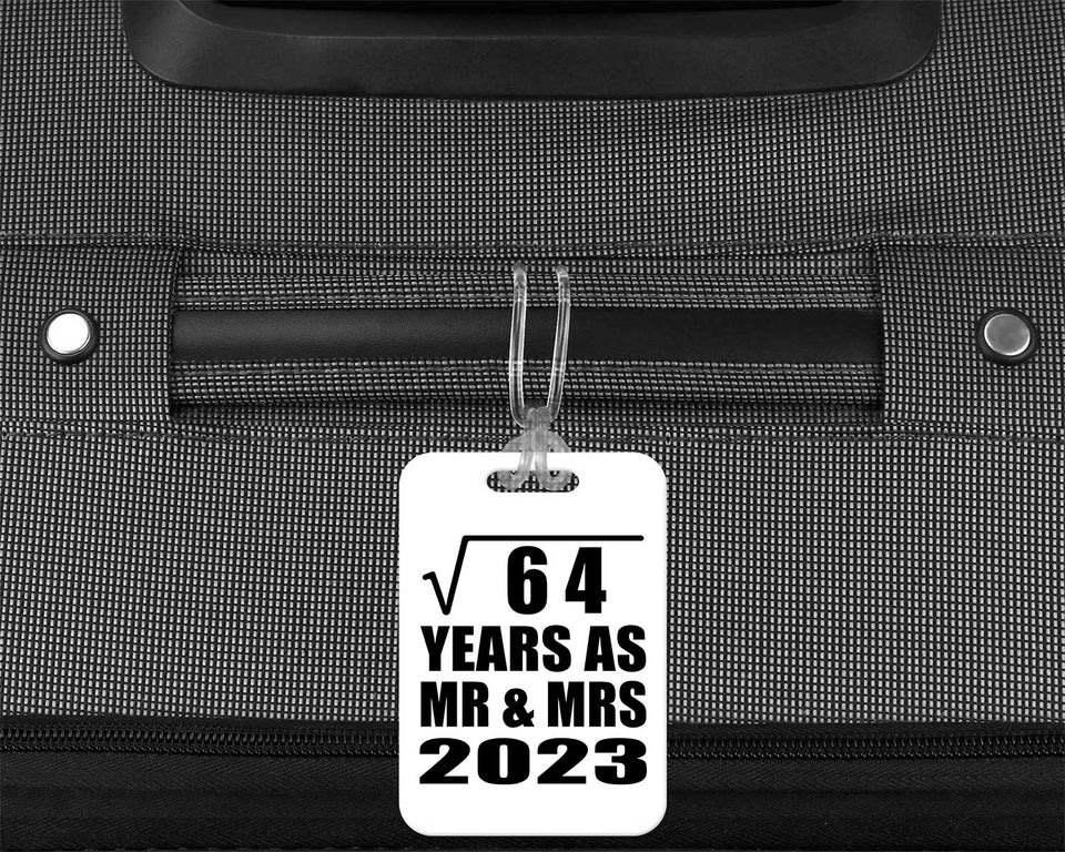 8th Anniversary Square Root of 64 Years As Mr & Mrs 2023 - Luggage Bag Tag