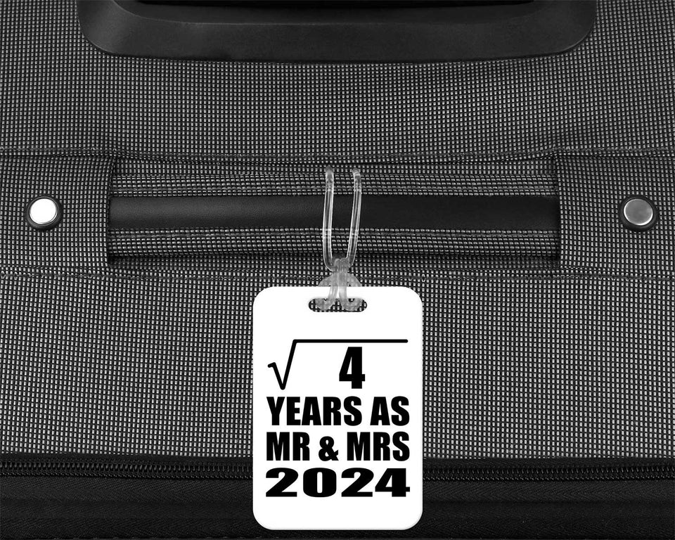 2nd Anniversary Square Root of 4 Years As Mr & Mrs 2024 - Luggage Bag Tag