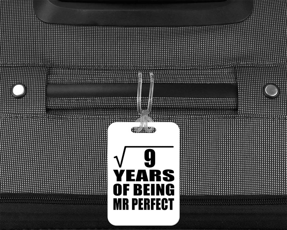 3rd Anniversary Square Root of 9 Years of Mr Perfect - Luggage Bag Tag
