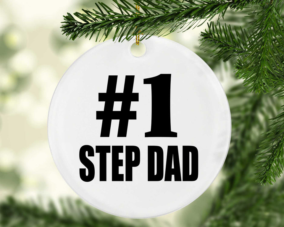 Number One #1 Step Dad - Circle Ornament