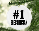Number One #1 Electrician - Circle Ornament