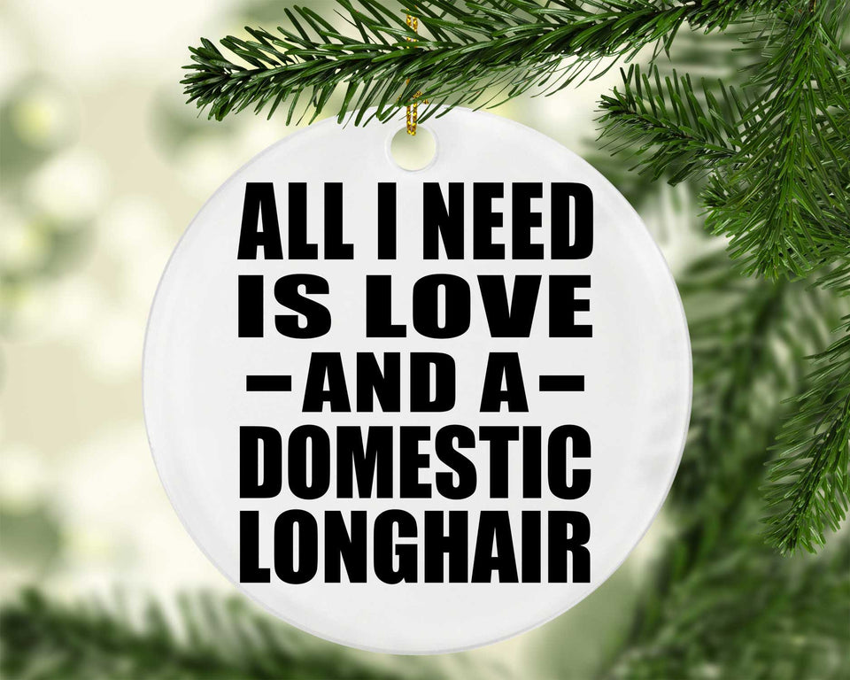 All I Need Is Love And A Domestic Longhair - Circle Ornament