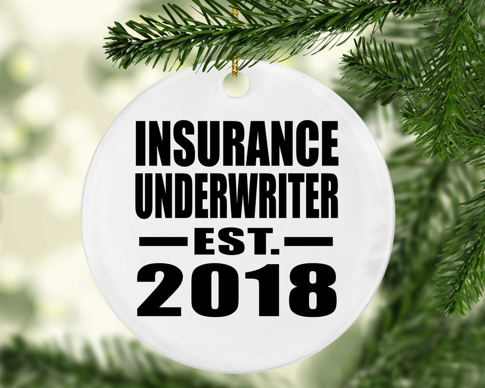 Insurance Underwriter Established EST. 2018 - Circle Ornament