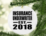 Insurance Underwriter Established EST. 2018 - Circle Ornament