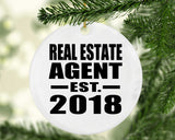 Real Estate Agent Established EST. 2018 - Circle Ornament