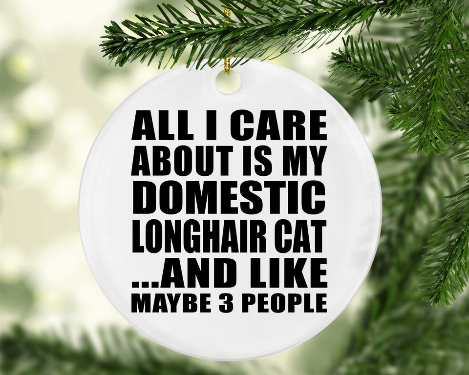 All I Care About Is My Domestic Longhair Cat - Circle Ornament