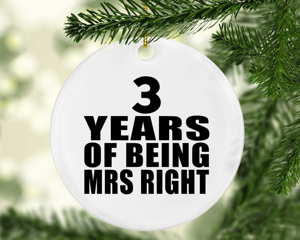 3rd Anniversary 3 Years Of Being Mrs Right - Circle Ornament