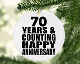Happy 70th Anniversary 70 Years & Counting - Circle Ornament