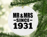93rd Anniversary Mr & Mrs Since 1931 - Circle Ornament