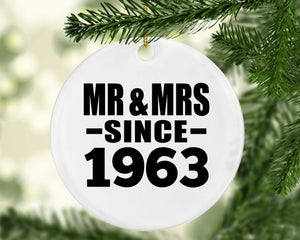61st Anniversary Mr & Mrs Since 1963 - Circle Ornament