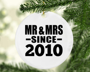 14th Anniversary Mr & Mrs Since 2010 - Circle Ornament