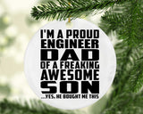 Proud Engineer Dad Of Awesome Son - Circle Ornament