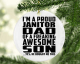 Proud Janitor Dad Of Awesome Son - Circle Ornament