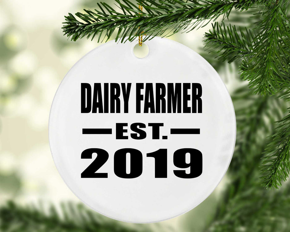 Dairy Farmer Established EST. 2019 - Circle Ornament
