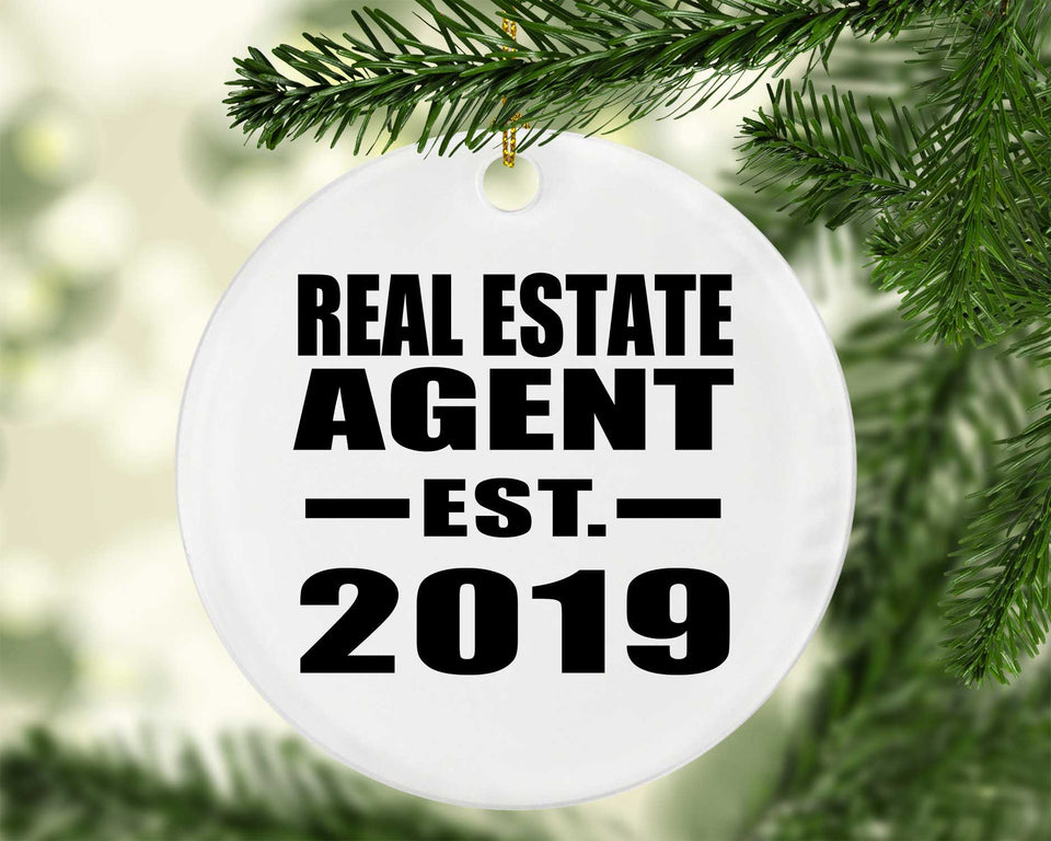Real Estate Agent Established EST. 2019 - Circle Ornament