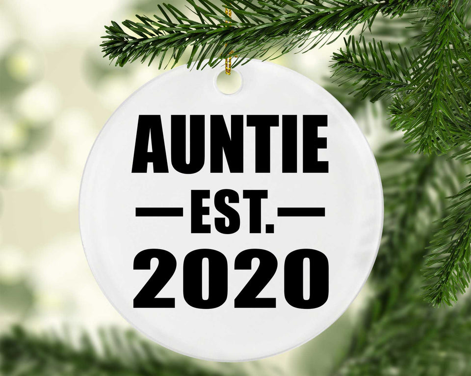 Auntie Established EST. 2020 - Circle Ornament