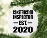 Construction Inspector Established EST. 2020 - Circle Ornament