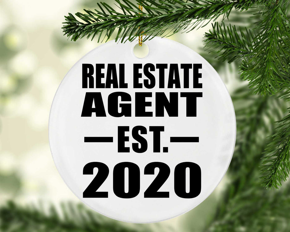 Real Estate Agent Established EST. 2020 - Circle Ornament