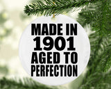 123rd Birthday Made In 1901 Aged To Perfection - Circle Ornament