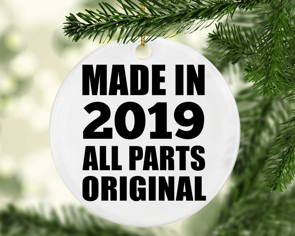 5th Birthday Made in 2019 All Parts Original - Circle Ornament