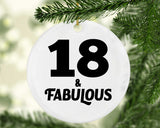18th Birthday 18 & Fabulous - Circle Ornament