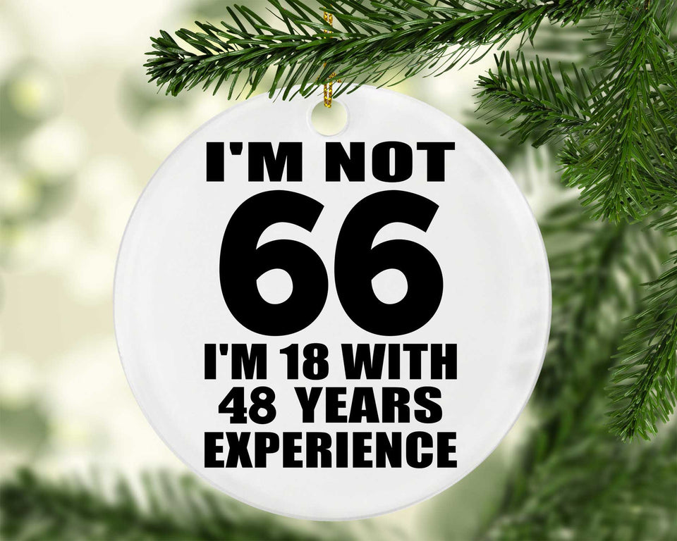 66th Birthday I'm Not 66 I'm 18 With 48 Years Experience - Circle Ornament