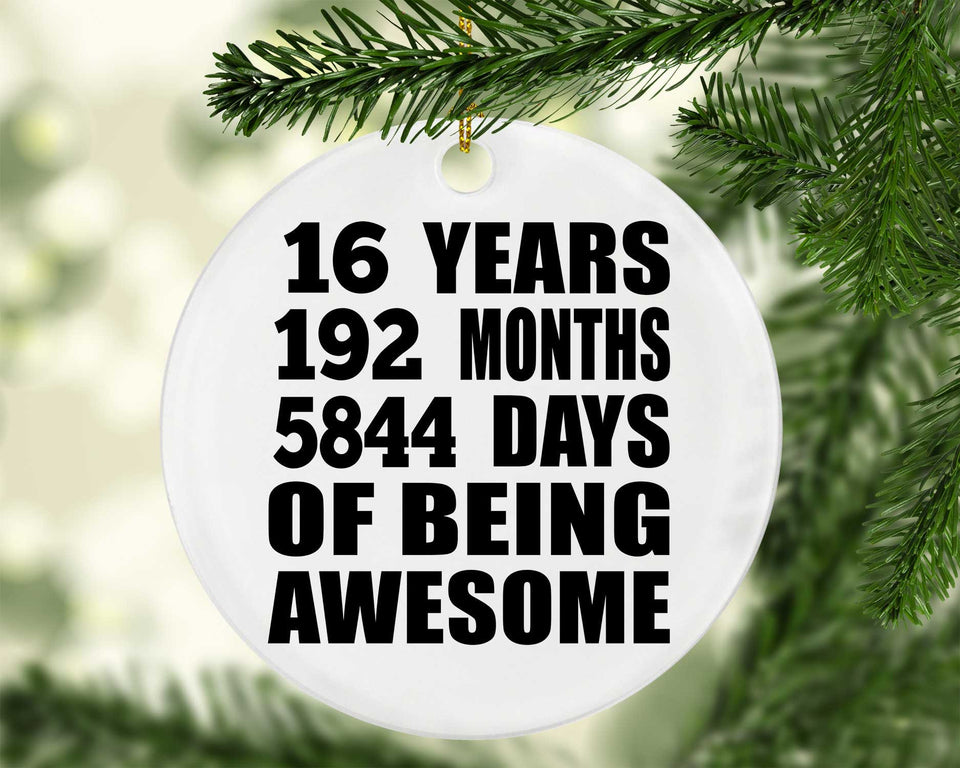 16th Birthday 16 Years 192 Months 5844 Days Of Awesome - Circle Ornament