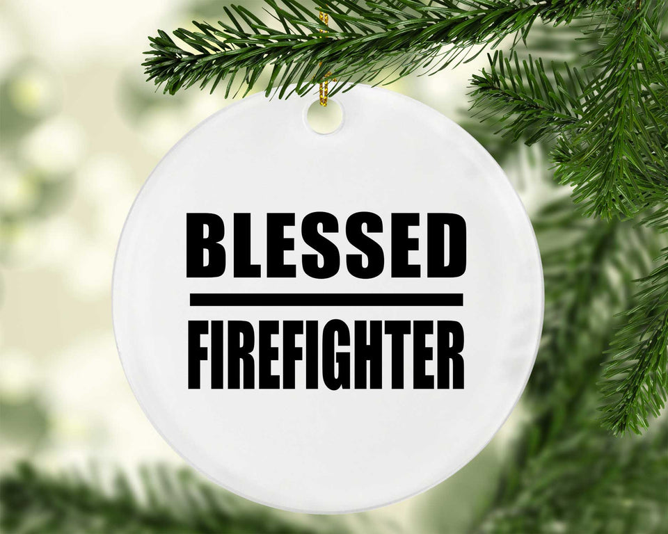 Blessed Firefighter - Circle Ornament
