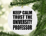 Keep Calm and Trust The University Professor - Circle Ornament