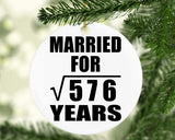 24th Anniversary Married For Square Root of 576 Years - Circle Ornament