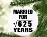 25th Anniversary Married For Square Root of 625 Years - Circle Ornament