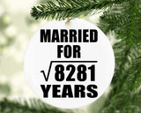 91st Anniversary Married For Square Root of 8281 Years - Circle Ornament