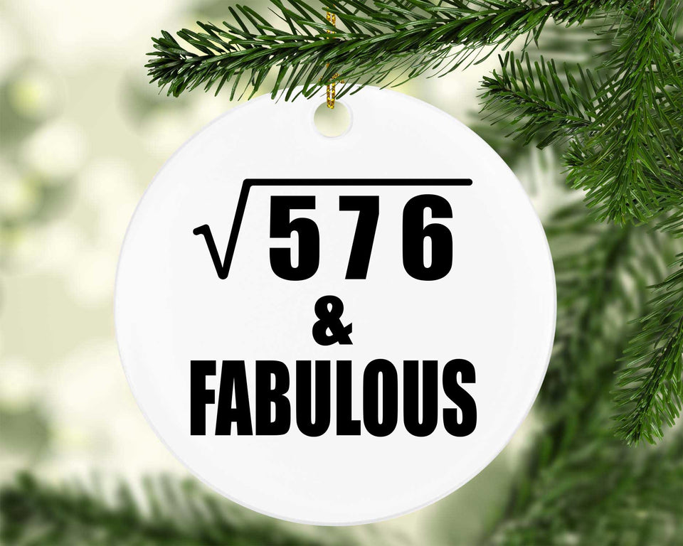 24th Birthday Square Root of 576 & Fabulous - Circle Ornament