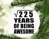 15th Birthday Square Root of 225 Years of Being Awesome - Circle Ornament