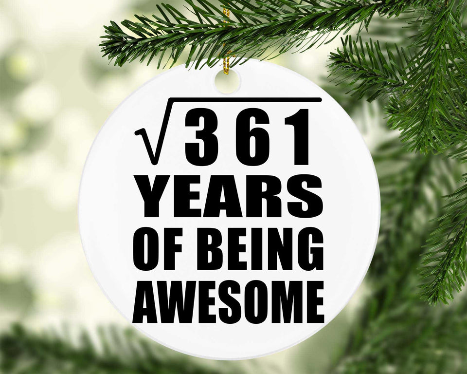 19th Birthday Square Root of 361 Years of Being Awesome - Circle Ornament