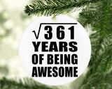 19th Birthday Square Root of 361 Years of Being Awesome - Circle Ornament