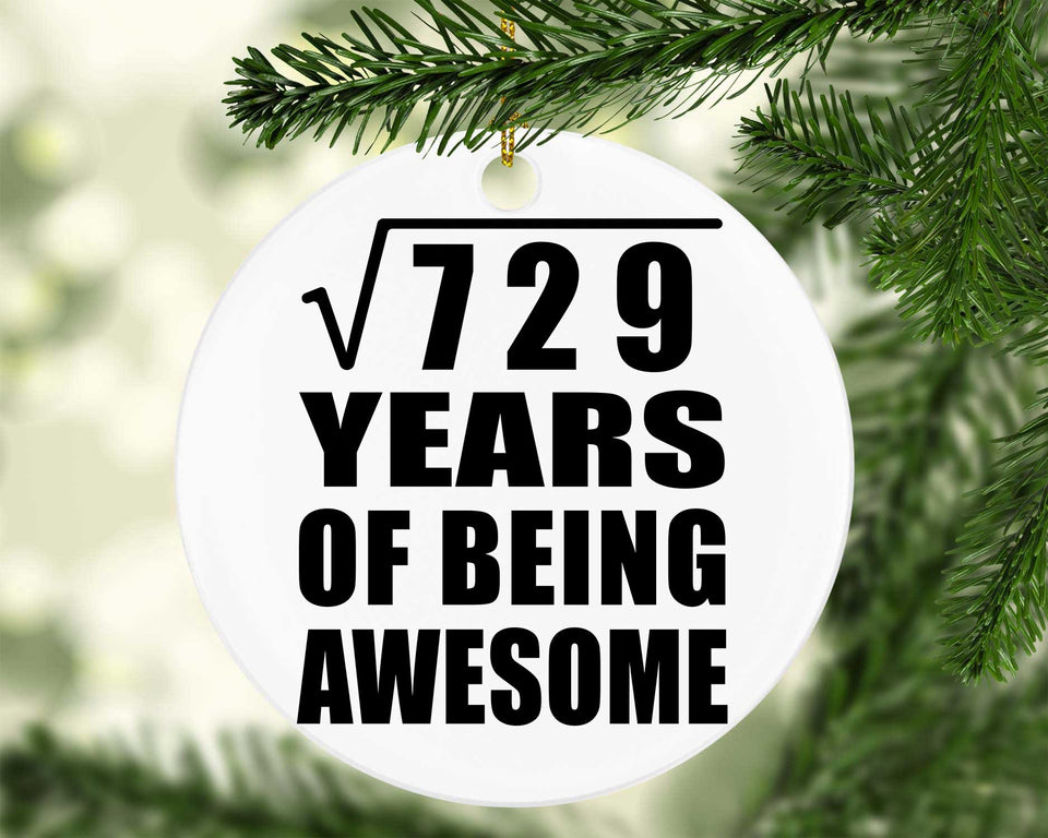 27th Birthday Square Root of 729 Years of Being Awesome - Circle Ornament
