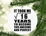 4th Birthday Took Square Root of 16 Years To Awesome - Circle Ornament