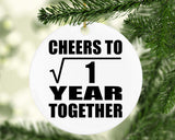 1st Anniversary Cheers To  Square Root of 1 Year Together - Circle Ornament