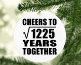 35th Anniversary Cheers To Square Root of 1225 Years Together - Circle Ornament