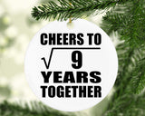 3rd Anniversary Cheers To Square Root of 9 Years Together - Circle Ornament